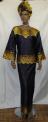 African Dress- Blue and Gold Scallop  Neck Skirt set