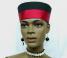 African Hat- African Red Satin Trim Hat