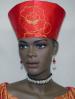African Hat- Women Red and Gold Open Crown