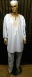 African Dashiki White & Gold Shirt w/Pants