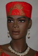 African Hats- Elegant Red and Gold  Kufi Hat