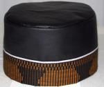 Africa Hat- Plain Black Leather Hat w/ Gold Trim.