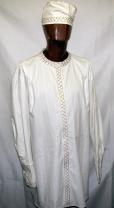 African  Shirt- Nehru Ivory and Gold Dashiki Shirt/Cuff Sleeves