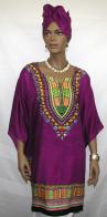 African Dress- Elegant Short Caftan w/Headwrap