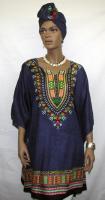 African Dress- Elegant Short Caftan w/Headwrap