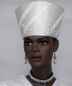 Africa wedding Ivory Open Hat w/Silver Embroidery